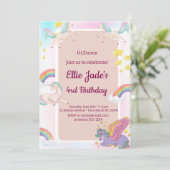 Kleurrijke Eenhoorns Regenboog Roze Verjaardag Uit Kaart (Staand voorkant)