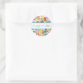 Kleurrijke eenvoudige hand getrokken retro bloemen ronde sticker (Tas)