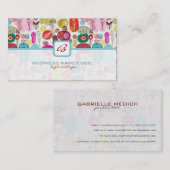 Kleurrijke eenvoudige hand getrokken retro bloemen visitekaartje (Voorkant / Achterkant)