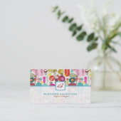 Kleurrijke eenvoudige hand getrokken retro bloemen visitekaartje (Staand voorkant)