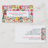 Kleurrijke eenvoudige hand getrokken schattig bloe visitekaartje (Voorkant / Achterkant)