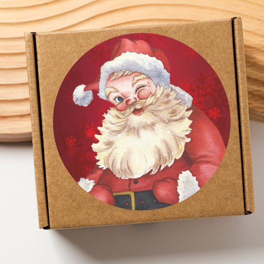 Kleurrijke Eenvoudige  Kerstman Ronde Sticker