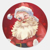 Kleurrijke Eenvoudige  Kerstman Ronde Sticker (Voorkant)