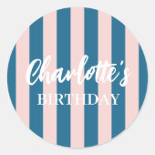 Kleurrijke eenvoudige nautisch blauwe minimalistis ronde sticker (Voorkant)