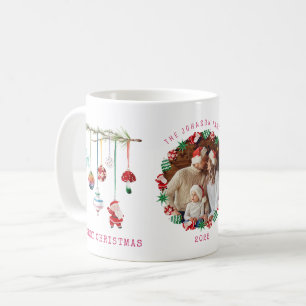 Kleurrijke Eenvoudige Prettig Kerstmis Foto Kalend Koffiemok