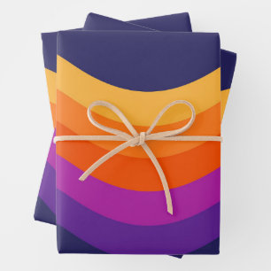 Kleurrijke eenvoudige retro stijl golven ontwerp inpakpapier vel