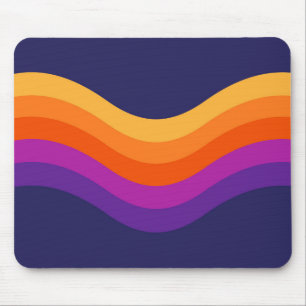 Kleurrijke eenvoudige retro stijl golven ontwerp muismat