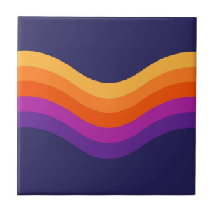 Kleurrijke eenvoudige retro stijl golven ontwerp tegeltje
