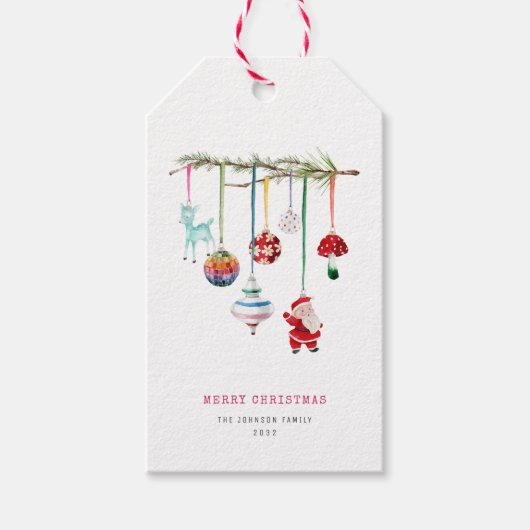 Kleurrijke eenvoudige vrolijke kerst cadeaulabel (Voorkant)