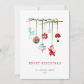 Kleurrijke eenvoudige vrolijke kerst feestdagenkaart (Voorkant)