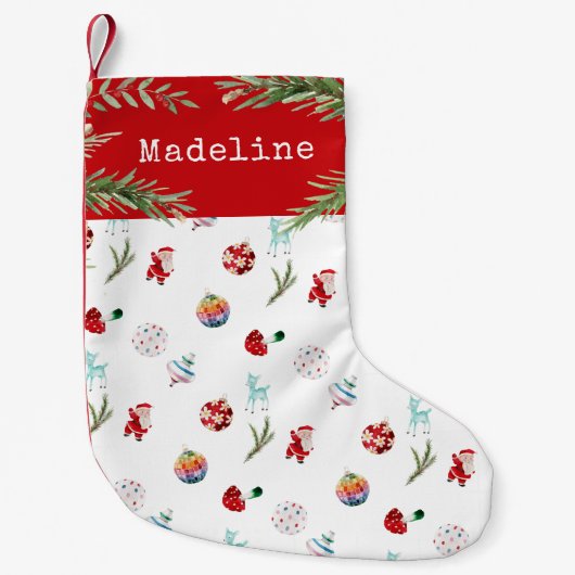 Kleurrijke eenvoudige vrolijke kerst kleine kerstsok (Voorkant)