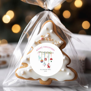 Kleurrijke eenvoudige vrolijke kerst ronde sticker