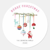 Kleurrijke eenvoudige vrolijke kerst ronde sticker (Voorkant)