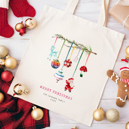 Kleurrijke eenvoudige vrolijke kerst tote bag