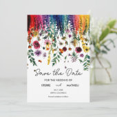 Kleurrijke Eenvoudige Wildbloemen Save The Date (Staand voorkant)