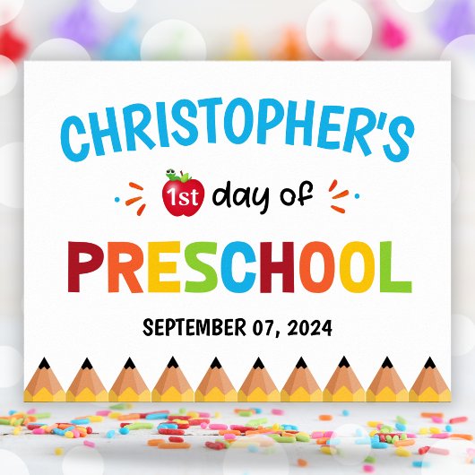 Kleurrijke eerste dag van de school voorschool Pos Poster