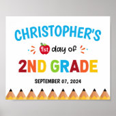 Kleurrijke eerste dag van school 2e klas poster (Voorkant)