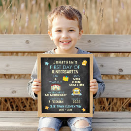 Kleurrijke eerste dag van schoolteken poster