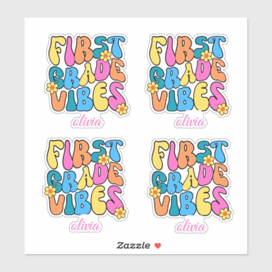 Kleurrijke Eerste Klas Sfeer Terug naar School Ret Sticker (Vel)