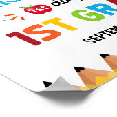 Kleurrijke eerste schooldag 1e klas poster (Hoek)