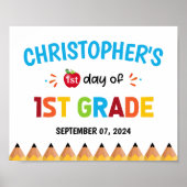 Kleurrijke eerste schooldag 1e klas poster (Voorkant)