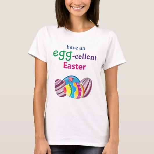 Kleurrijke EGGcellent Easter Egg T-shirt (Voorkant)