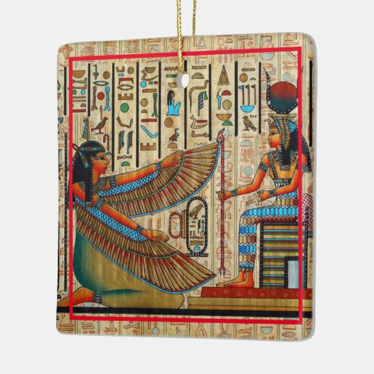 Kleurrijke Egyptische kunst op een Keramisch Ornament (Links)