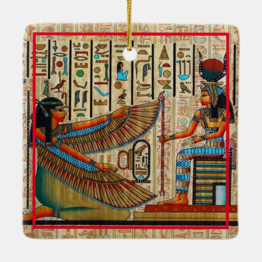 Kleurrijke Egyptische kunst op een Keramisch Ornament (Achterkant)