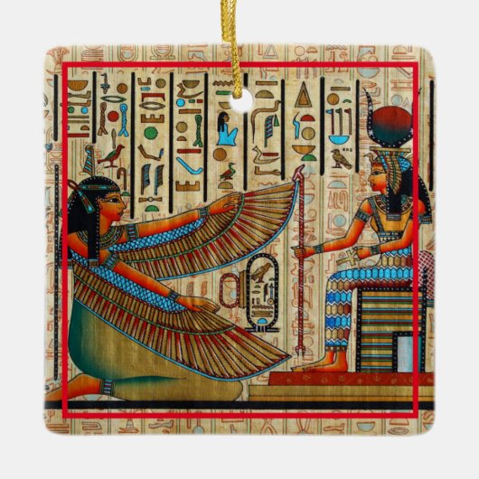 Kleurrijke Egyptische kunst op een Keramisch Ornament (Voorkant)