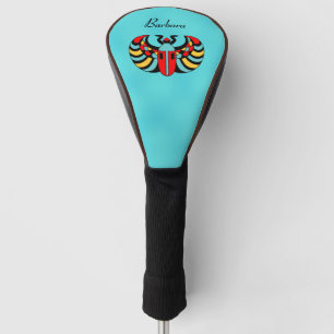 Kleurrijke Egyptische Scarab Kever op Aqua Blue Golfheadcover