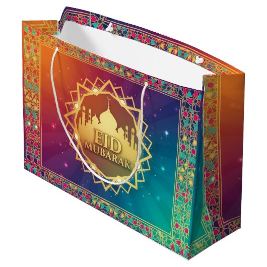 Kleurrijke Eid Groot Cadeauzakje (Achterkant Gekanteld)