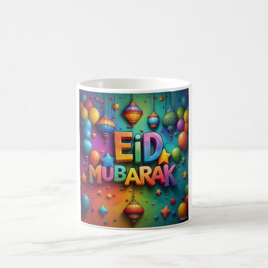Kleurrijke Eid Mubarak Celebration Art Koffiemok (Center)