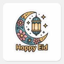 Kleurrijke Eid Mubarak Halve Maan Sticker