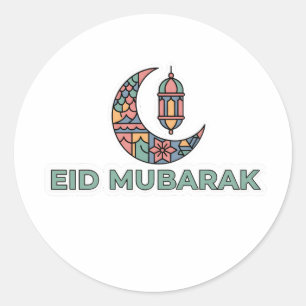 Kleurrijke Eid Mubarak Halve Maan Sticker
