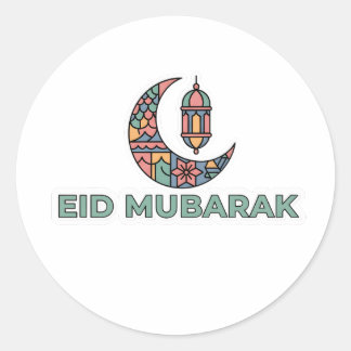Kleurrijke Eid Mubarak Halve Maan Sticker