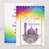 Kleurrijke Eid Mubarak kaart (Voorkant / Achterkant)