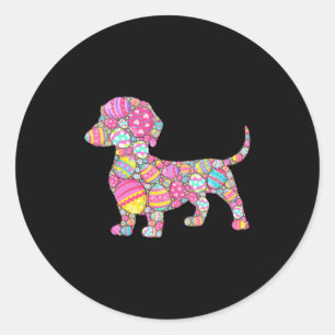 Kleurrijke Eieren Dachshund Hond Puppy Ronde Sticker