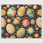 Kleurrijke eieren en bloemen paaspapier cadeaupapier (Vlak)