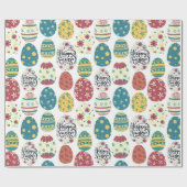 Kleurrijke Eieren Gelukkige Pasen Typografie Cadeaupapier (Vlak)