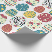 Kleurrijke Eieren Gelukkige Pasen Typografie Cadeaupapier (Hoek)