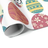 Kleurrijke Eieren Gelukkige Pasen Typografie Cadeaupapier (Rol Hoek)