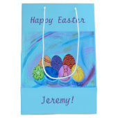Kleurrijke eieren, Happy Easter, persoonlijke cade Medium Cadeauzakje (Achterkant)