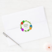 Kleurrijke Eieren Met Cirkelbladeren, Gelukkig Pas Ronde Sticker (Envelop)
