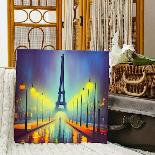 Kleurrijke Eiffel Tower op Night Canvas Afdrukken