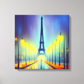 Kleurrijke Eiffel Tower op Night Canvas Afdrukken (Voorkant)