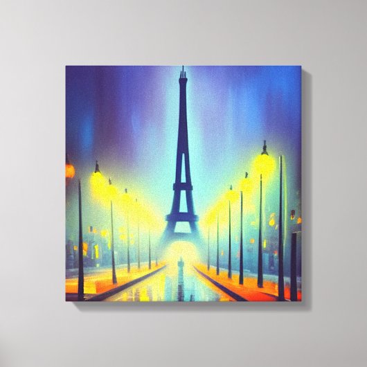 Kleurrijke Eiffel Tower op Night Canvas Afdrukken (Voorkant)