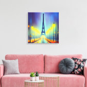 Kleurrijke Eiffel Tower op Night Canvas Afdrukken (Insitu (Woonkamer))
