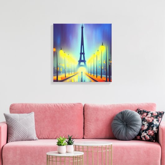 Kleurrijke Eiffel Tower op Night Canvas Afdrukken (Insitu (Woonkamer))