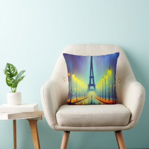 Kleurrijke Eiffeltoren bij nacht Kussen