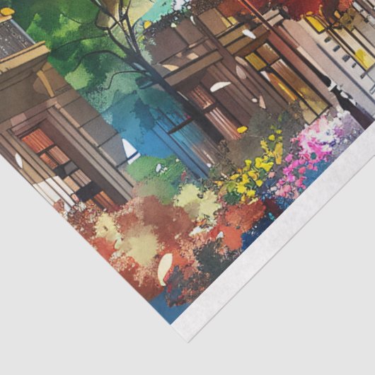 Kleurrijke Eiffeltoren Parijs Waterverf Decoupage Tissuepapier (Detail)